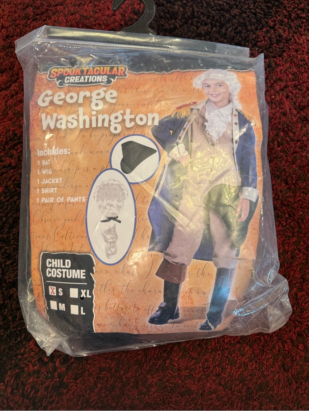 🇺🇸 George Washington Kids Costume Size XS 🎩⭐